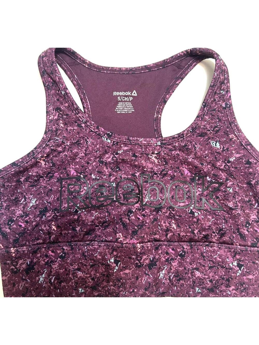 Reebok Tank Top Workout Athletic Racerback Pink Speckled Gym Top
